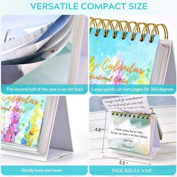 Motivational Calendar - Inspirational Standing Flip Calendar, Inspirational Quotes, 4.8"x5.5", Desk Perpetual Calendar, Office Accessories - Image 5