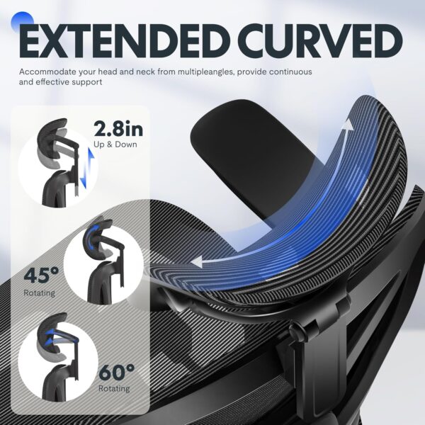 FLEXISPOT ErgoX Premium Ergonomic Office Chair with Footrest- Adjustable 3D Armrests, Dynamic Lumbar Support, Recline & Tilt Function, Mesh Seat, for Home & Office Use,Black - Image 7