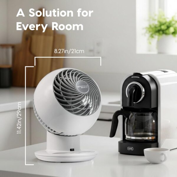 IRIS USA WOOZOO Air Circulator Fan with Remote, Oscillating, 5 Speeds, 82ft Max Air Distance, 90° Adjustable Tilt, 30db Quiet Motor, Small Fan for Bedroom, Office, Dorm, White - Image 2
