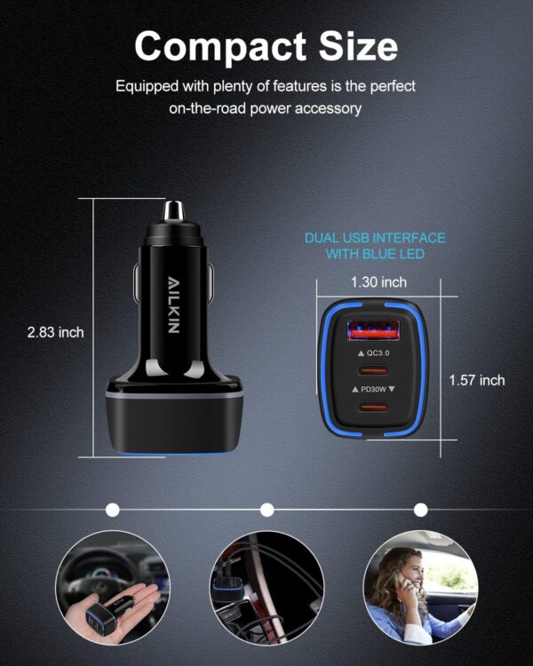 78W USB C Car Charger, Super Fast Charging Cigarette Lighter Adapter, 3 Port Power Delivery Auto Cargador for Samsung Galaxy S23 S22 Ultra, Apple iPhone 15 14 Pro Max 13, iPad, Google Pixel, Kindle - Image 5