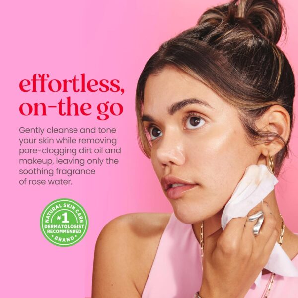 Burt's Bees, Rose Water Face Wipes, for All Skin Types, Hydrating Micellar Makeup Remover & Facial Cleansing Towelettes, 30 Count (1 Pack) - Image 4