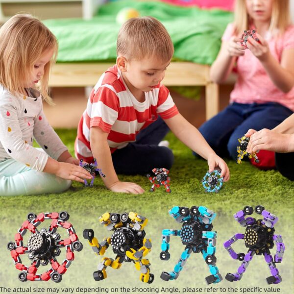 Transformable Fidget Spinners 4 Pcs for Kids and Adults Stress Relief Sensory Toys for Boys and Girls Fingertip Gyros for Party Favors Stocking Stuffers Bulk for Kids - Image 3