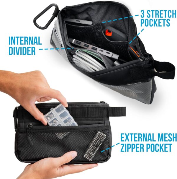 Production Zipper Bags - Electronics & Camera Accessories Bag - Cable organizer, Gear Accessory Pouch, Travel Camera Essentials (Small, Black, 2 pack) - Image 2