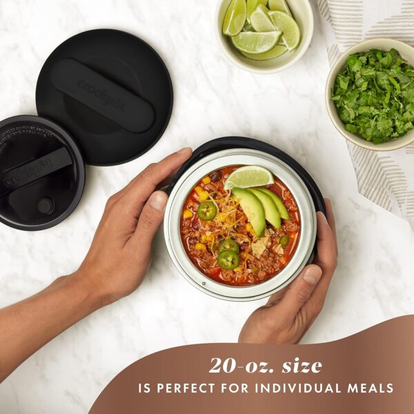 Crock-Pot Electric Lunch Box 20-Ounce Portable Food Warmer Black Licorice Perfect for Travel On-the-Go & Office Use | Stylish Spill-Free & Dishwasher-Safe | Ideal Men & Women's Gifts - Image 2