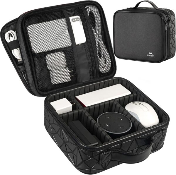 MATEIN Cord Organizer Case with Adjustable Divider, DJ Cable File Bag for DJ Gear, Sound Instrument and Music Equipment Accessories, Shockproof Portable Double Layer Cord Bags, Black - Image 7