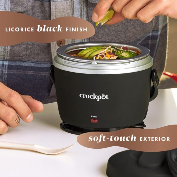 Crock-Pot Electric Lunch Box 20-Ounce Portable Food Warmer Black Licorice Perfect for Travel On-the-Go & Office Use | Stylish Spill-Free & Dishwasher-Safe | Ideal Men & Women's Gifts - Image 6