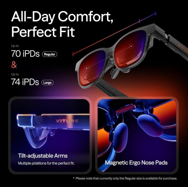 VITURE Luma Pro XR Glasses — 152” 1200p Ultra Sharp Display, 1000 Nits, 52° FOV, Dimming Adjustments, for iPhone 16/15, Android, Mac, PC, Steam Deck, First-Ever XR Experience for Switch 2 - Regular - Image 5