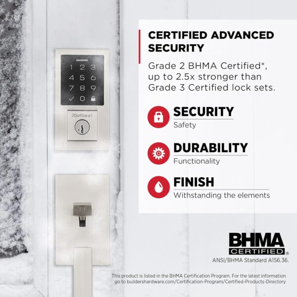 Kwikset SmartCode 270 Keyless Entry Electronic Touchpad Deadbolt Door Lock with Auto-Lock, Custom User Codes, Advanced Security in Satin Nickel Contemporary - Image 4