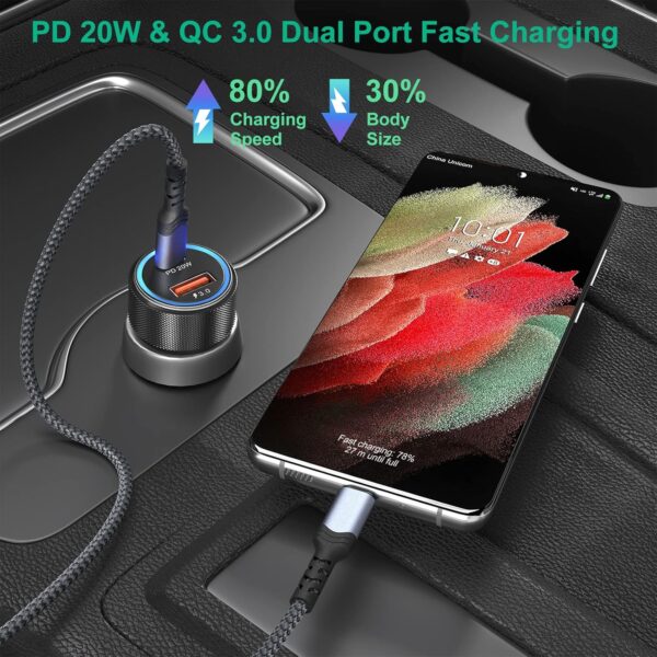 USB C Car Charger 5 Pack, Bangfun 36W Dual Port PD&QC 3.0 Fast Charging 12V USB Car Charger Cigarette Lighter Adapter Plug for iPhone 15 14 13 12 11 Pro Max SE,iPad,Samsung,Pixel(Black) - Image 3
