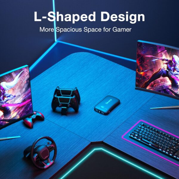 Mr IRONSTONE L Shaped Gaming Desk Corner Computer Desk, Home Office Desks Writing Workstation with Large Monitor Stand, Easy to Assemble (Black,51 Inch) - Image 5
