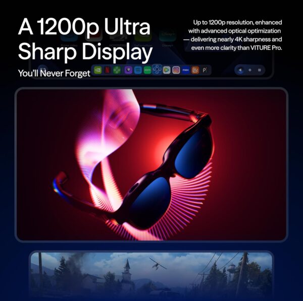VITURE Luma Pro XR Glasses — 152” 1200p Ultra Sharp Display, 1000 Nits, 52° FOV, Dimming Adjustments, for iPhone 16/15, Android, Mac, PC, Steam Deck, First-Ever XR Experience for Switch 2 - Regular - Image 3