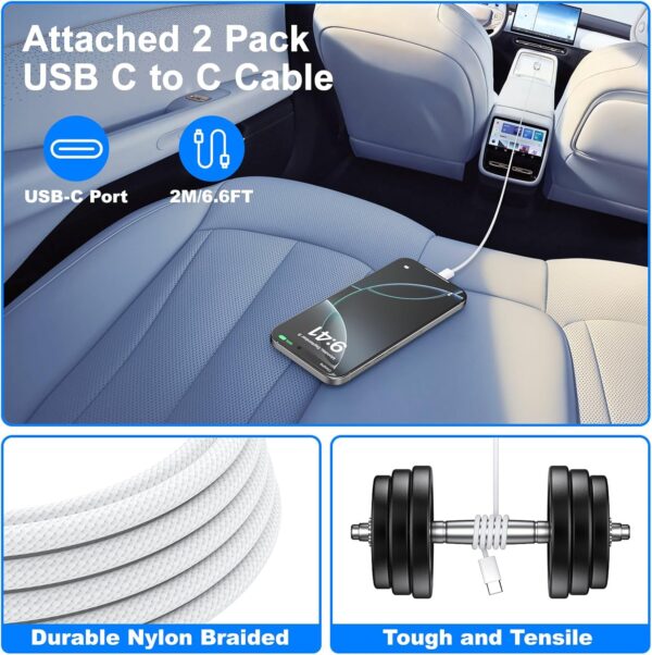 iPhone 16/15 Pro Max Plus Car Charger, Agtray 4-Port 65W USB C Car Charger Fast Charging Cigarette Lighter 12v Car Adapter & 6FT USB C Braided Cable for iPhone 16 15 Pro Max Plus, iPad Pro Air Mini - Image 5