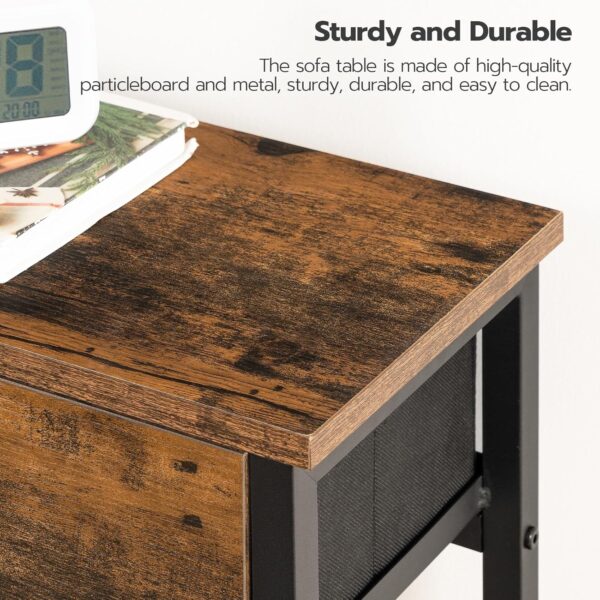 HOOBRO 29.5" Narrow Console Table with 2 Fabric Drawers, Small Entryway Table with 2-Tier Storage Shelves, Sofa Table, Behind Couch Table, for Living Room, Hallway, Rustic Brown and Black BF71XG01 - Image 8