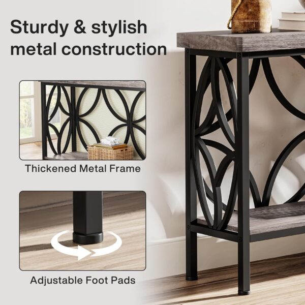 LITTLE TREE Sofa Table, 70.9 Inch Industrial Behind Couch Table with Storage Shelves, Narrow Long Console Table for Entryway, Living Room, Foyer, Hallway, Office - Image 8