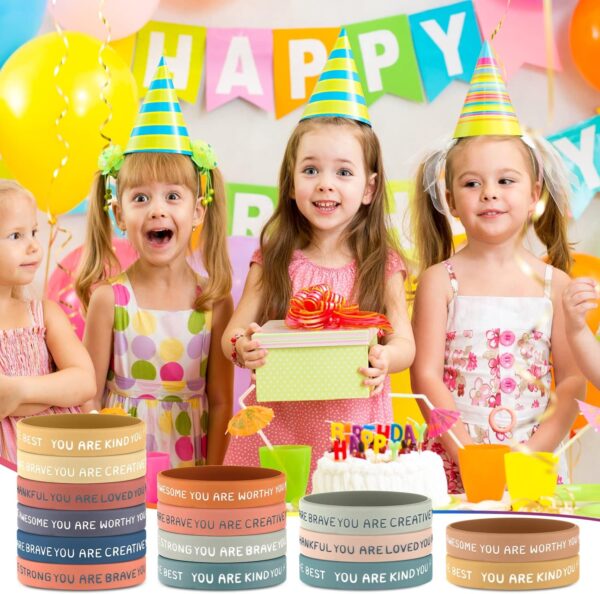 Roowest 120 Pcs Motivational Wristbands Bulk for Student Inspirational Rubber Bands Stretch Affirmation Silicone Bracelet Back to School Class Prizes Teacher Gifts for Kids(Rustic Color) - Image 7