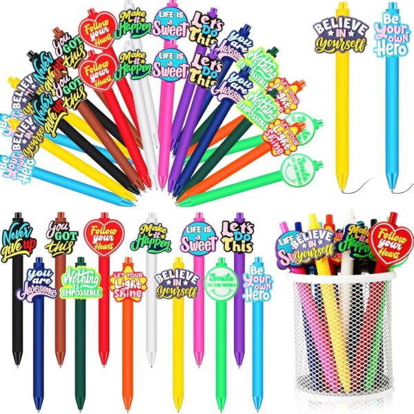 Spakon 48 Pcs Back to School Gifts Funny Inspirational Pens Motivational Quotes Novelty Pens Employee Appreciation First Day of School Gifts for Teacher Student Staff Nurse Coworker