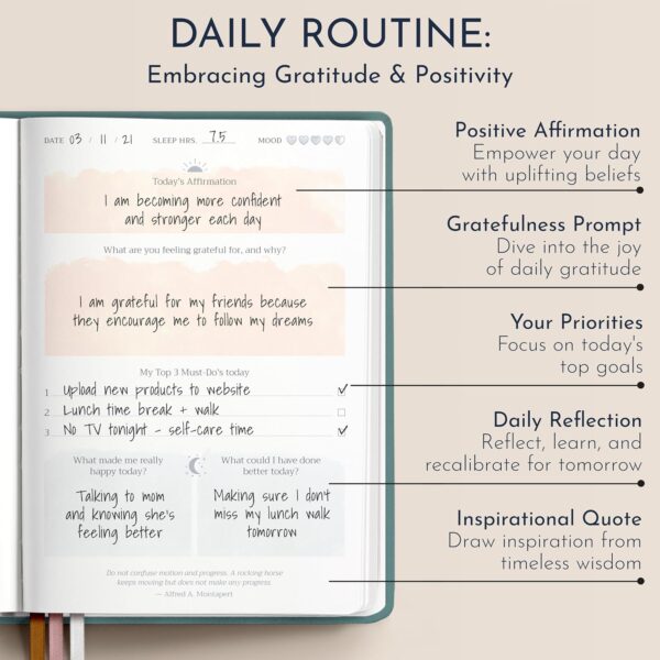 RYVE Daily Gratitude Journal for Women: 6-Month Guided Positivity & Wellness Journal with Prompts - Affirmation, Mindfulness, Self Help & Reflection, Gratitude Journal Notebook, Manifestation Journal - Image 5