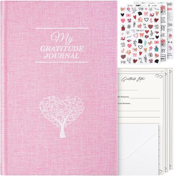 Gratitude Journal for Women Men, Wellness Journal with Different Prompts, Undated Daily Journal Notebook, Appreciation Diary for Happiness, Positivity, Affirmation, Inspirational Gifts, Pink