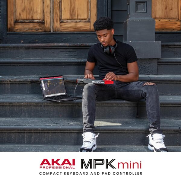 Akai Professional MPK Mini MK3 - 25 Key USB MIDI Keyboard Controller With 8 Backlit Drum Pads, 8 Knobs, Music Production Software and Native Instruments Sound Package (NKS Integration) - Image 8