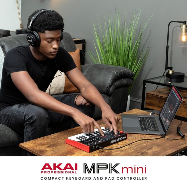 Akai Professional MPK Mini MK3 - 25 Key USB MIDI Keyboard Controller With 8 Backlit Drum Pads, 8 Knobs, Music Production Software and Native Instruments Sound Package (NKS Integration) - Image 12