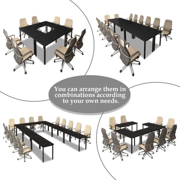 Bonzy Home Conference Tables 23ft Office Computer Desk for Meeting Room Study Writing Printer Podcast Table for 24 People Modern Black 10PCS 275.5"x47.2"x29.5" - Image 3