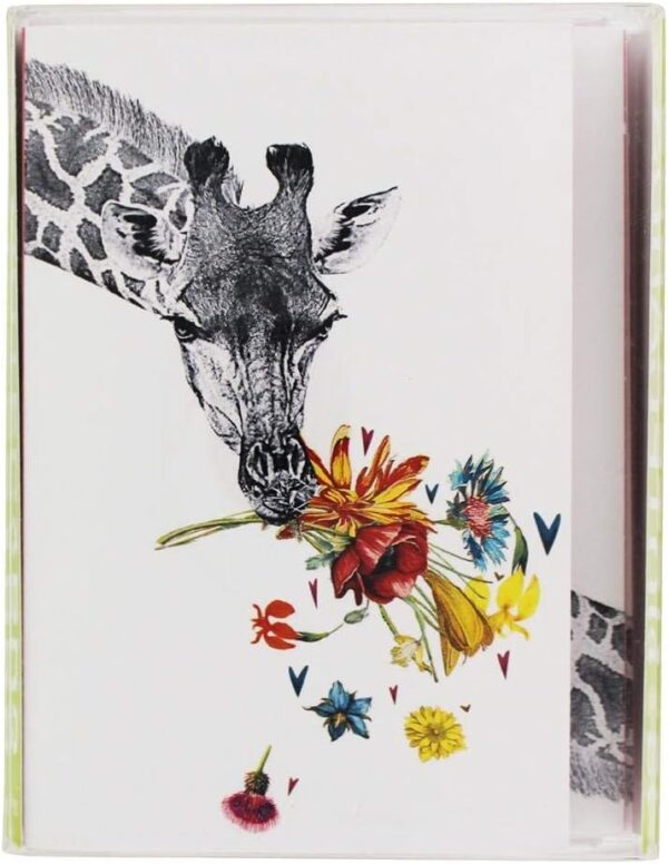 Tree-Free Greetings Giraffe Flowers All Occasion Cards - 12 Recycled 4x6 Notecards & White Envelopes, Thick Cardstock, Sustainably Made in USA - Checking In - Image 4