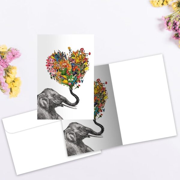 Tree-Free Greetings Love Elephant All Occasion Cards - 12 Recycled 4x6 Notecards & White Envelopes, Thick Cardstock, Sustainably Made in USA - Watercolor Wildlife Art - Image 2