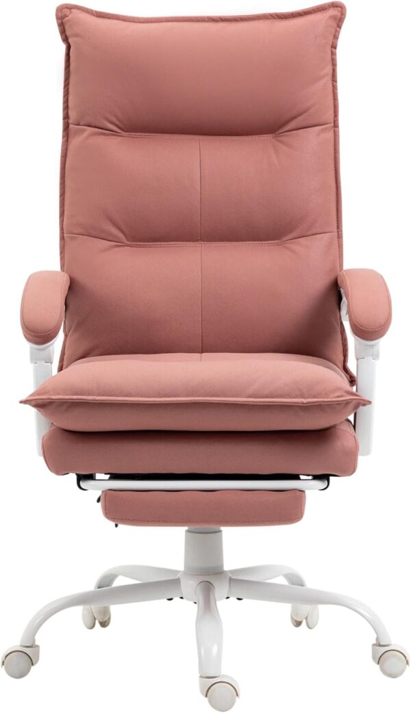 Vinsetto Massage Office Chair with 6 Vibration Points, Executive Computer Desk Chair, Heated Reclining Chair with Footrest, Armrest, Double Padding - Pink