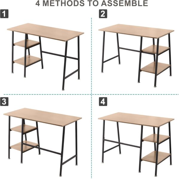 VECELO 43 Inch Computer Desk Writing Study Work Office Table Modern Desk with Shelves Wooden Desk for Home Bedroom,Oak Desk - Image 10