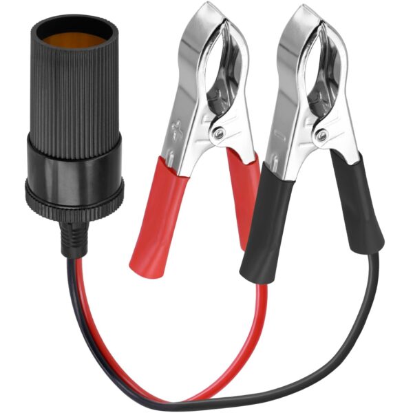 Alligator Clip to Car Cigarette Lighter Plug, BENACES 1FT Car Cigarette Lighter Female Socket to Alligator Clip for 12V Battery Charger Extension Adapter Cable, for Car Power Supply Car Air Pump