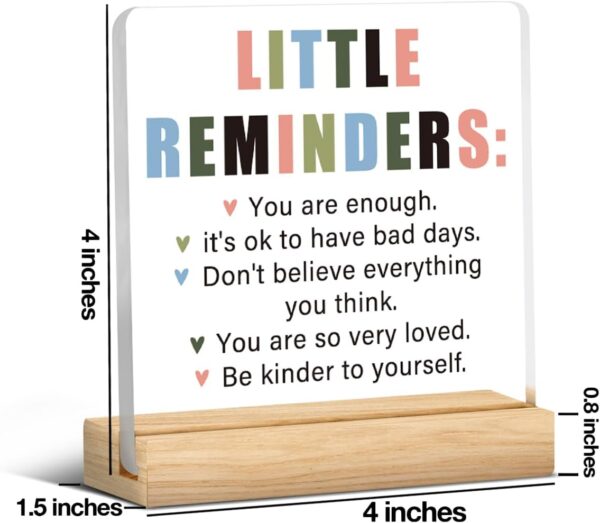 Encouragement Inspirational Gifts for Women Mental Health Gifts for College Positive Daily Affirmations Gifts Cheer Up Gifts Little Reminders Home Office Dorm Desk Decor Sign for Women - Image 2