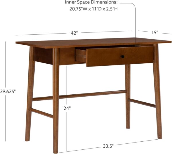 Melissa Mid Century Walnut Desk by Linon - Image 3