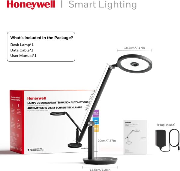 Honeywell Desk Lamp for Home Office, H6 Sunturalux™ Eye-Caring Led Desk Light, 800LM Dimmable Desk Lamp with Timer, Touch Control Tall Desk Reading Light, Table Lamp for Circle Webcam, Study, Bedroom - Image 7