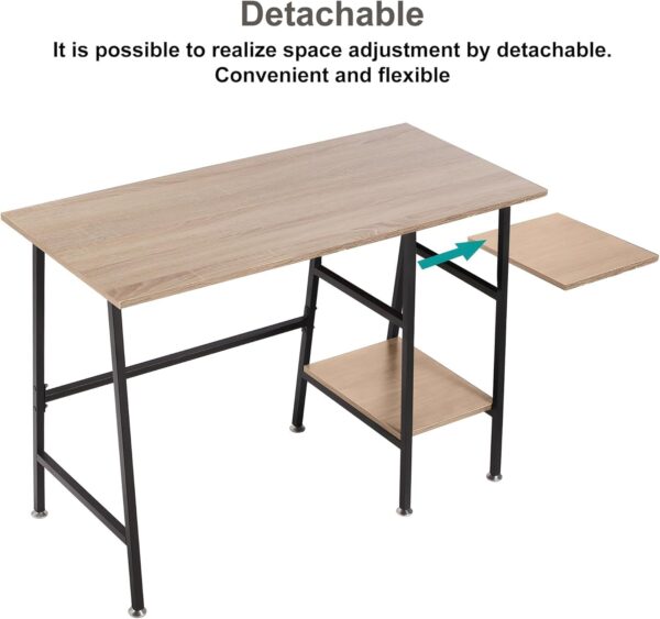 VECELO 43 Inch Computer Desk Writing Study Work Office Table Modern Desk with Shelves Wooden Desk for Home Bedroom,Oak Desk - Image 9
