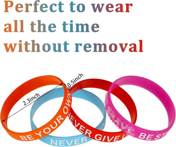 Sinmoe 200 Pcs Motivational Quote Rubber Wristbands Bulk Back to School Appreciation Gifts Colored Inspirational Stretch Unisex Silicone Bracelets for Women Men Teacher Student Employee, 20 Styles - Image 3