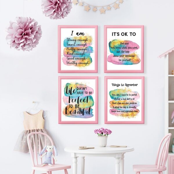 Inspiring Positive Affirmations Quotes Wall Decor, Encouraging Self Improvement Motivational Quotes Wall Art Prints, Uplifting Gifts For Women Teen Girls Art Posters, Girls Bedroom Decor (8X10 in) - Image 2