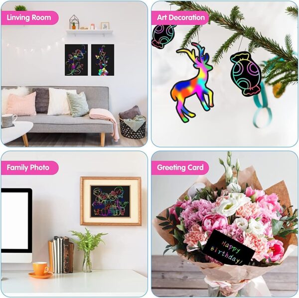 Smasiagon Scratch Paper Art Set for Kids: 2 Pack Scratch Off Arts Crafts Graduation Gifts for Kids Ages 3-12 Girls Boys Students Teens School Classroom Prizes Birthday Party Favor Games DIY Activity - Image 5