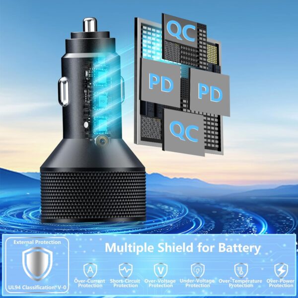 Car Charger USB C, Stuffcool 90W PD Dual USB-C & USB-A Car Power Adapter 4 in 1 PD/QC Type C Fast Charge Cigarette Lighter Adapter USB Charger for iPhone 17 17 Pro 16 15 14 13 12/Galaxy S25 S24/Pixel - Image 3