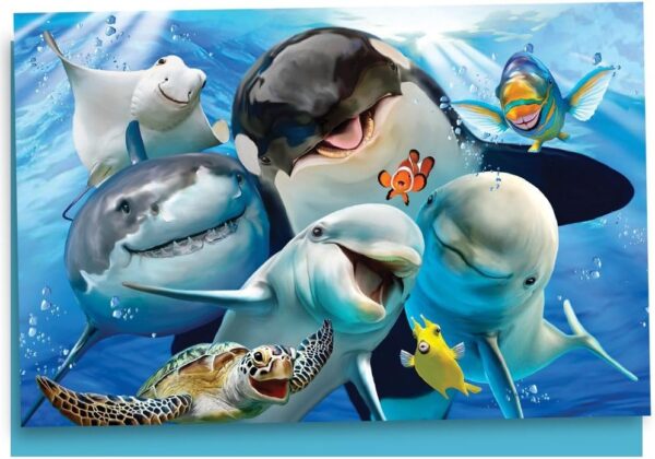 Tree-Free Greetings EcoNotes Stationary- Blank Note Cards with Envelopes, 4" x 6", Ocean Selfie, Boxed Set of 12 (FS56900)