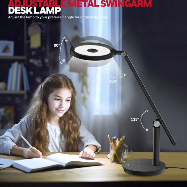 Honeywell Desk Lamp for Home Office, H6 Sunturalux™ Eye-Caring Led Desk Light, 800LM Dimmable Desk Lamp with Timer, Touch Control Tall Desk Reading Light, Table Lamp for Circle Webcam, Study, Bedroom - Image 6