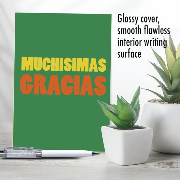 NobleWorks - 1 Spanish Thank You Card with Envelope - Espanol Gratitude Stationery Greeting - Big Muchas Gracias C3242TYG-SL - Image 5