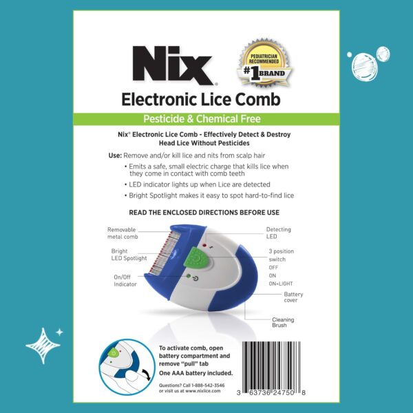 Nix Electronic Lice Comb, Instantly Kills Lice & Eggs and Removes From Hair - Image 4
