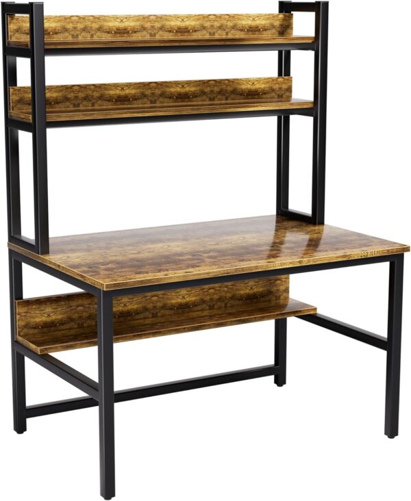 Aquzee Computer Desk with Hutch, 47“W x 23.6" D Desk with Shelves, Tall Home Office Desk with Bookshelf, Metal Legs Study Table with Upper Storage Shelf for Study Writing/Workstation - Image 9