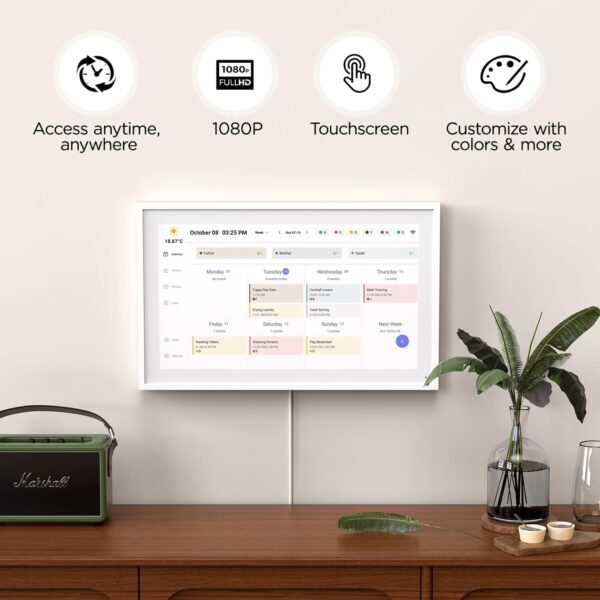 Mezed 15.6" Smart Digital Calendar, Meal Schedule, Duty Chart, HD Smart Touch Screen Home Interactive Electron Calender - Built-in Digital Photo Frame Function, Wall-Mountable (white, 15.6) - Image 3