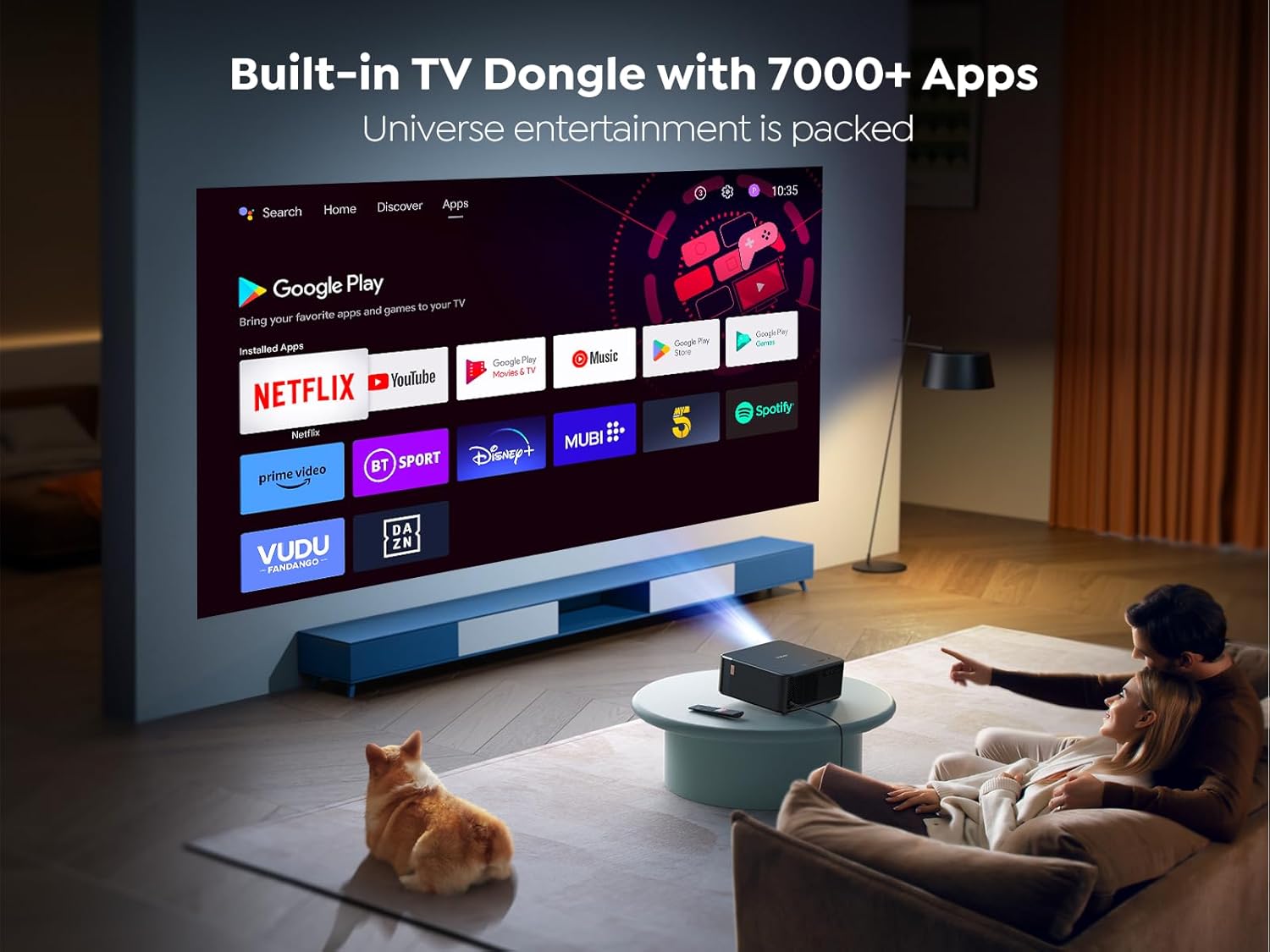 Projector 4K with Google TV, YABER K2s WiFi 6 Bluetooth Projector, Sound by JBL, Dolby Audio, Auto Focus & Keystone,Native 1080P 4K Supported Outdoor Movie Projector with Netflix 7000+ Apps - Image 4