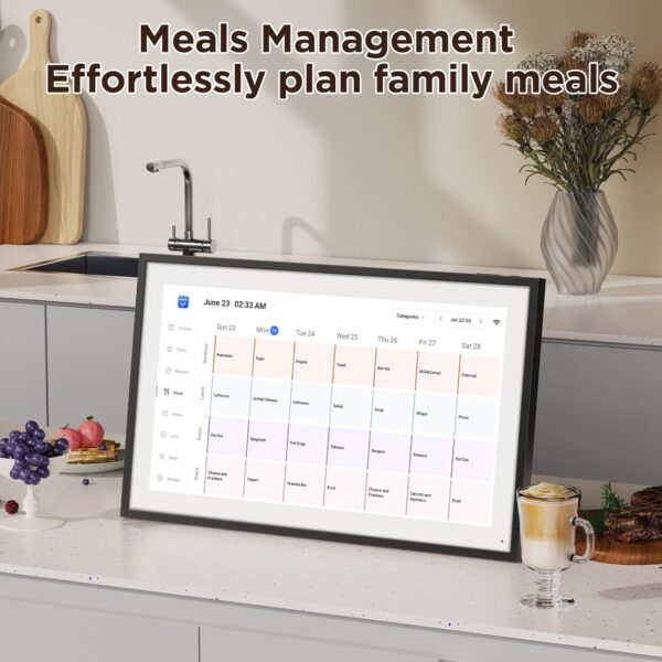 LOOFII 15.6" Smart Digital Calendar – 1920×1080 Full HD Touchscreen Family Planner & Calendar with Chore Chart & Meal Planner, Wall-Mountable (Black White) - Image 5