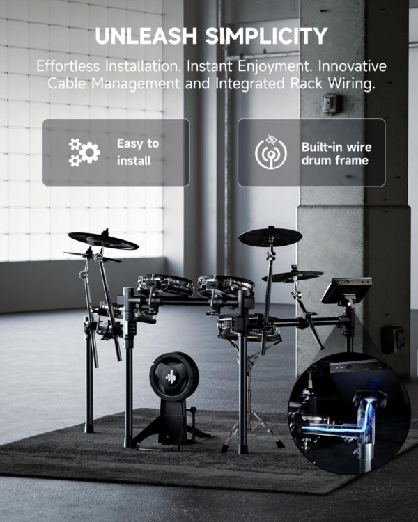 Donner Beat Max Electronic Drum Set, Electric Drum Kit with 12" Quiet Mesh Drum Pads, 14" Cymbals w/Choke, 100 Kits and 1100+ Sounds, Sticks, USB MIDI, DONNER PLAY app (5 Pads, 4Cymbals) - Image 5
