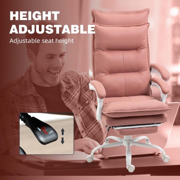 Vinsetto Massage Office Chair with 6 Vibration Points, Executive Computer Desk Chair, Heated Reclining Chair with Footrest, Armrest, Double Padding - Pink - Image 6