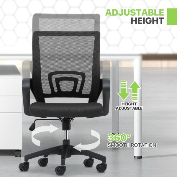 Magshion Mesh Office Computer Chair 20pcs, Ergonomic Desk Office Chairs, Adjustable Rolling Desk Chair with Lumbar Support & Comfy Armrest for Gaming, Work, Study, 300 Lbs Capacity, Black - Image 7