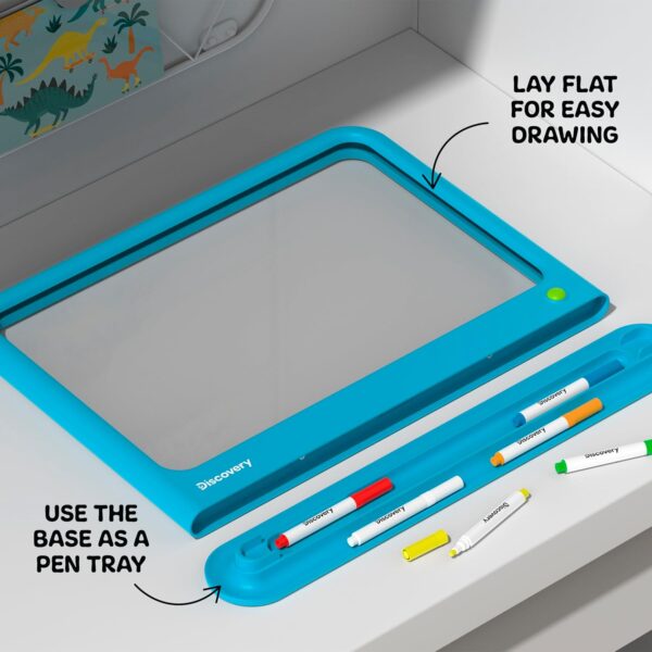 Discovery™ Deluxe Light Designer 6-In-1 Art Board – Includes 3D Glasses, 6 Washable Markers, Templates, 12 Light Modes| Kids Drawing Tablet, LED Scribble Doodle Electronic Drawing Pad Activity Toy Set - Image 7